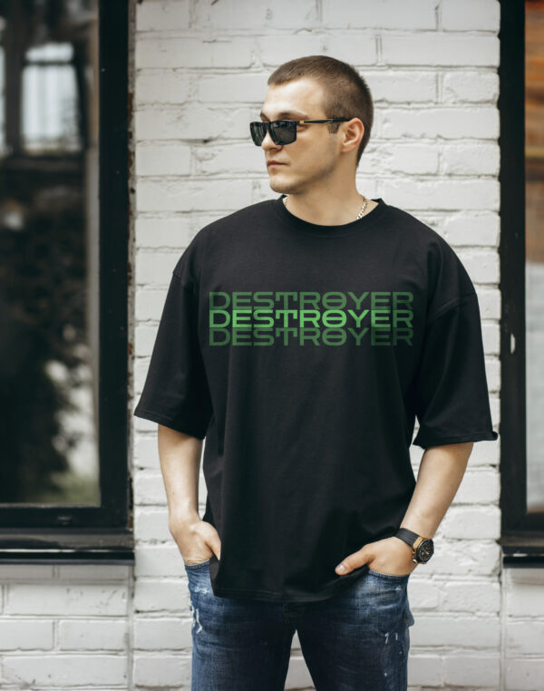 WEAR JOY | Men Destroyer Graphic Print Round Neck Pure Cotton Black T-Shirt