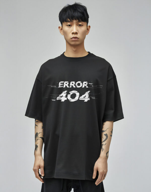 WEAR JOY | Men Error Graphic Print Round Neck Pure Cotton Black T-Shirt