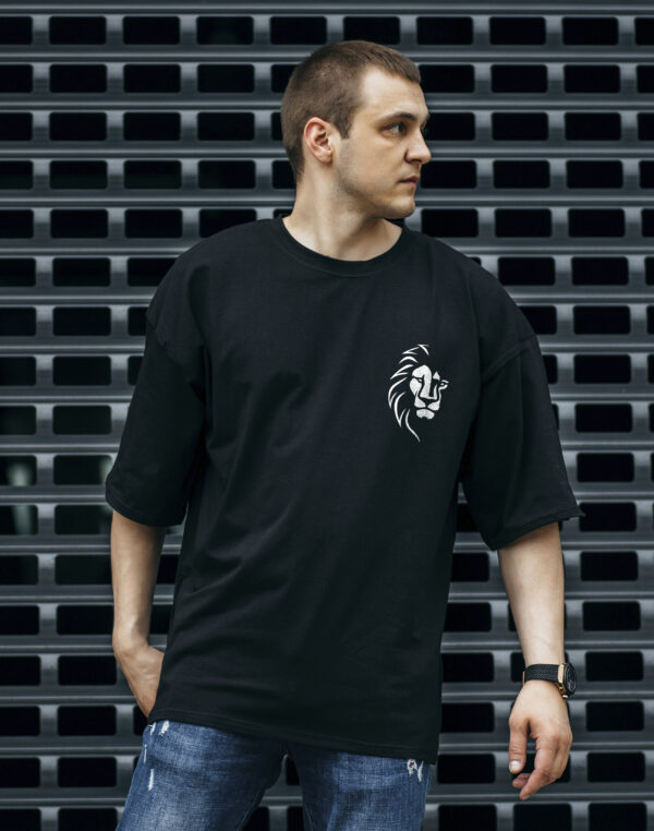 WEAR JOY | Men Lion Graphic Print Round Neck Pure Cotton Black T-Shirt